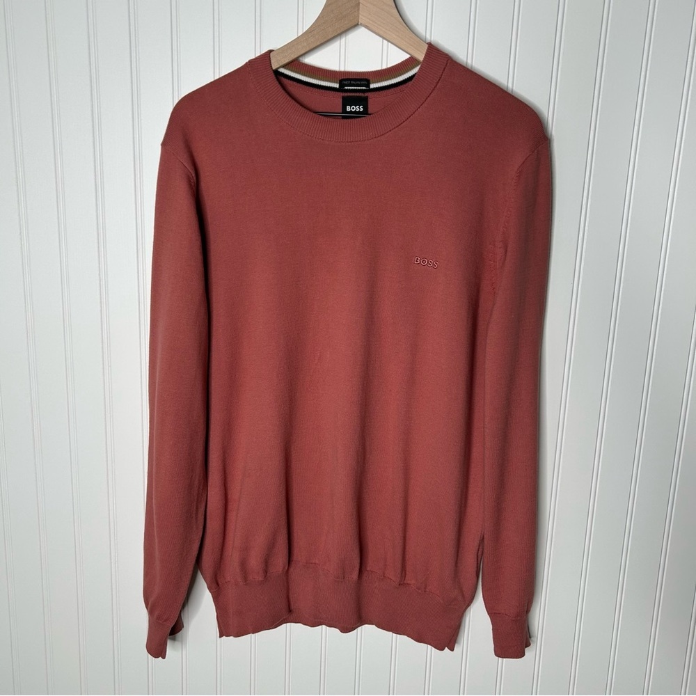 HUGO BOSS Men's Finest Italian Yarn Pink Sweater XL